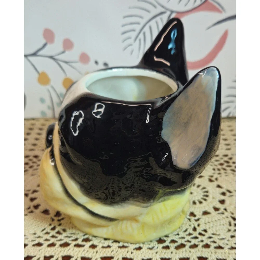 NWT Adorable Ceramic Boston Terrier Dog Planter Versatile Decor